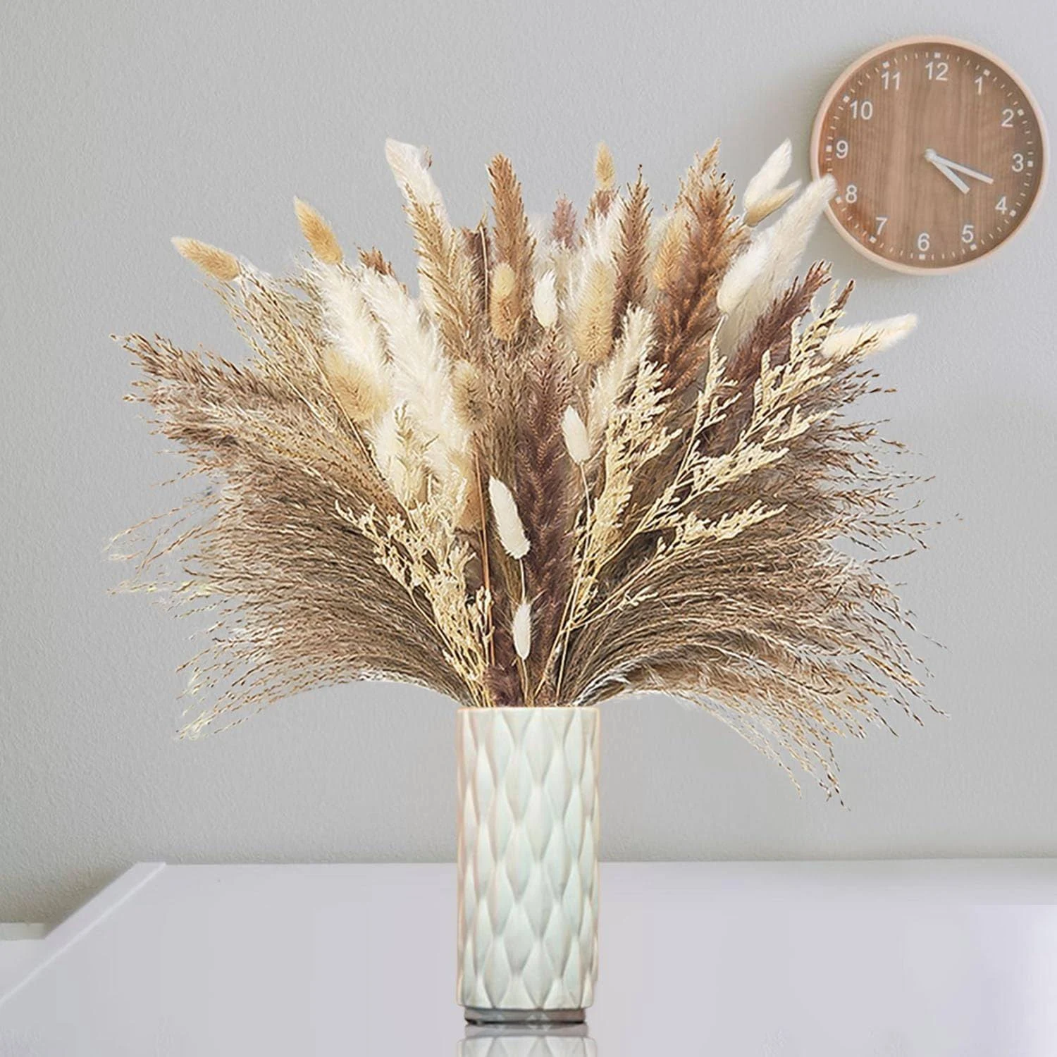 Dried Pampas Grass Decor - 90 Pcs Dried Flowers Bouquet for Wedding Floral Arran