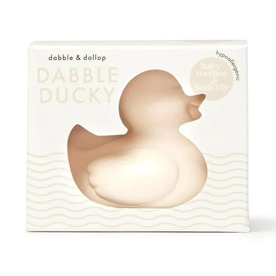 Dabble & Dollop Ducky Toy Teether - Latex-Free, Odor-Free, Phthalate & BPA Free, Dishwasher Safe, Recyclable, Non Toxic, Award Winning Rubber Duck Toy, Made in USA