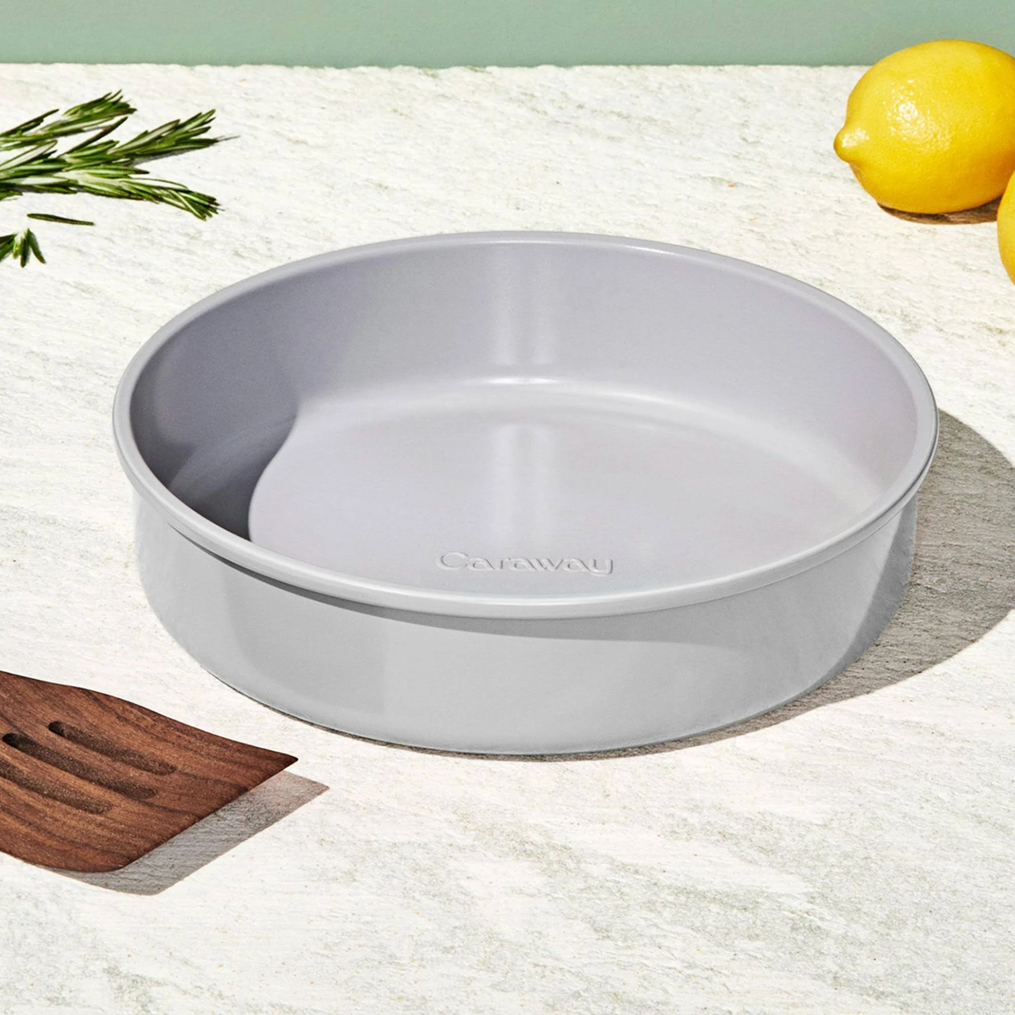 Caraway Non-Stick Ceramic 9” Circle Pan - Naturally Slick Ceramic Coating - Non-Toxic, PTFE & PFOA Free - Perfect for Birthday Cakes, Tartes, & More - Gray