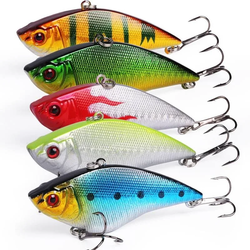 Sougayilang Fishing Lures Large Hard Bait Minnow VIB Lure with Treble Hook Life-Like Swimbait Fishing Bait Popper Crankbait Vibe Sinking Lure for Bass Trout Walleye Redfish