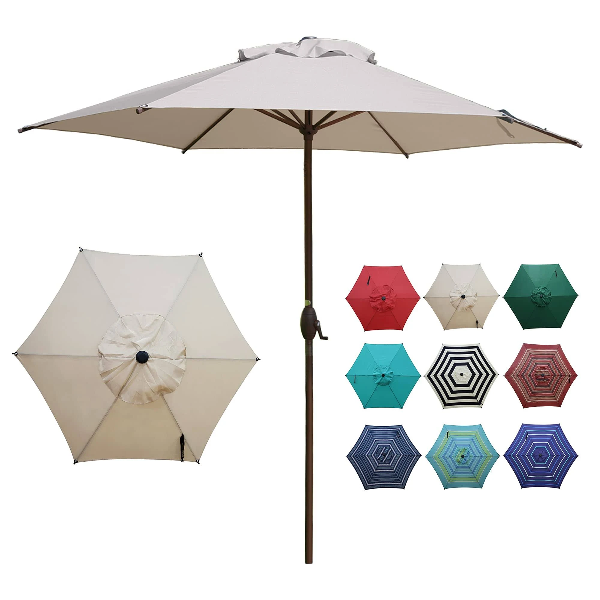 Abba Patio 9ft Patio Umbrella Outdoor Umbrella Patio Market Table Umbrella with Push Button Tilt and Crank for Garden Lawn Dec