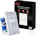 Pyle Home In Wall Speaker Volume Control-Home Audio Smart Speakers Stereo Controller Selector Switch Pod Box-Vertical Sliding Control, For Home Theater Indoor/Outdoor Remote Speakers PVC2 WHITE/BLUE