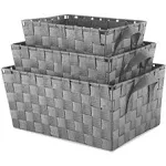 Whitmor 3-Piece Woven Strap Storage Baskets, Gray