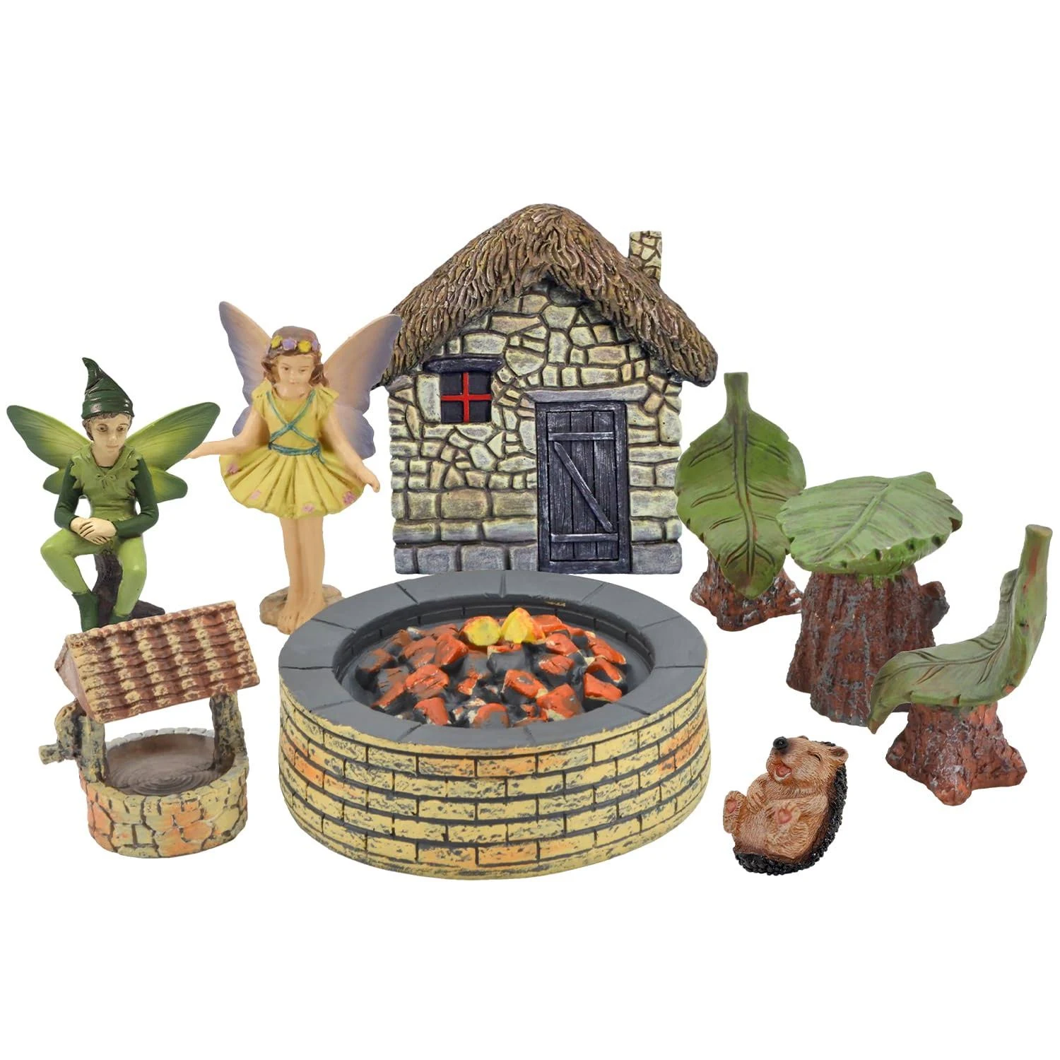 Pleasant Afternoon Polyresin Fairy Garden Kit (9-Piece)