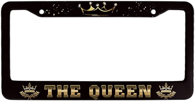 The Queen License Plate Frame Crown Car Accessories for Women Gold Black Cover 12 ...