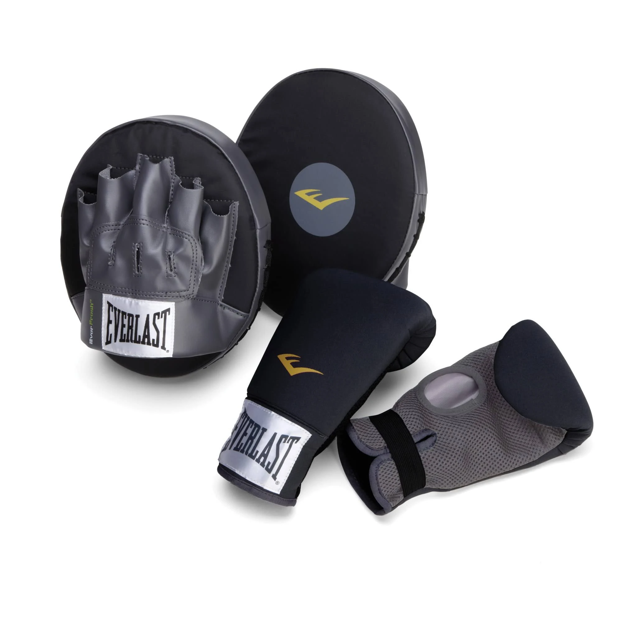 Everlast Boxing Kit Gloves and Pads Black