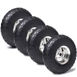 4 Pack 10-Inch Tires and Wheels 4.10/3.50-4 Replacement Utility Tires for Dolly, Hand Truck, Gorilla Cart, Generator, Lawn Mower, Garden Wagon With 5/8-Inch Axle Borehole and Double Sealed Bearings