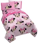 Jay Franco Disney Minnie Mouse Hearts N Love 5 Piece Full Size Bed Set - Includes Reversible Comforter & Sheet Set - Super Soft Fade Resistant Microfiber - (Official Disney Product)