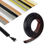 Rubber Bond Cord Cover Floor Cable Protector - Strong Self Adhesive Floor Cord Covers for Wires - Low Profile Extension Cord Covers for Floor & Wall - Black - Thin Cord - 8 Feet