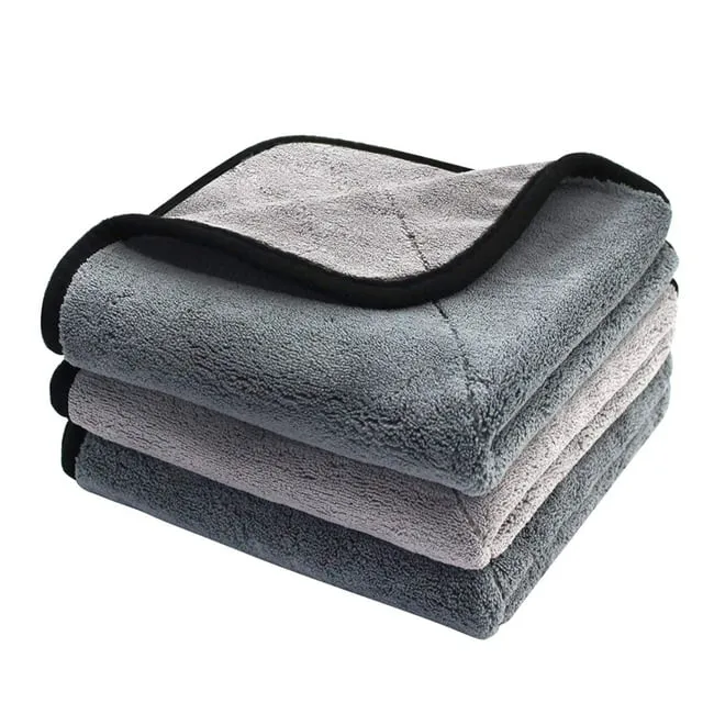 3 Pack Microfiber Cleaning Towels for Cars by Scrub It- Super Absorbent Plush To