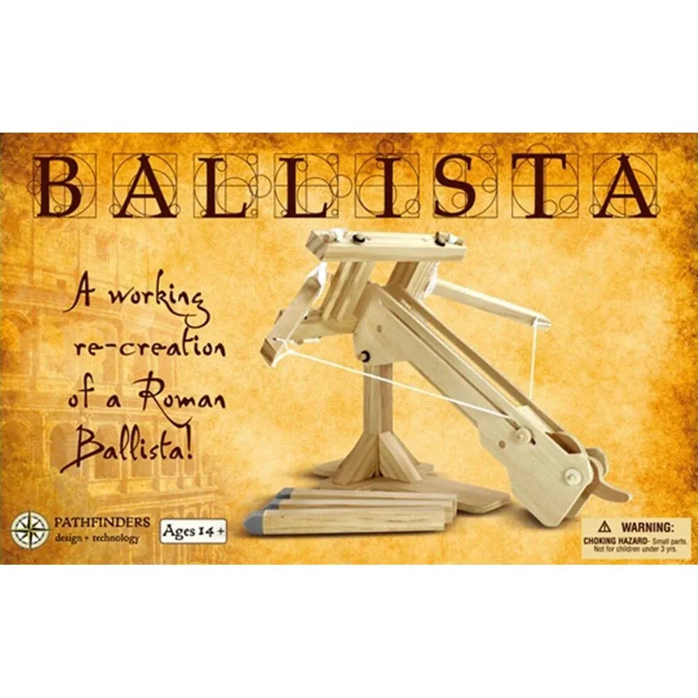 Pathfinders STEM kit Roman Ballista Crossbow Wooden Building kit Catapult Trebuchet Engineering kit Educational Toys for Kids Science kit for Kids Ages 12-14 stem Projects Physics Toys