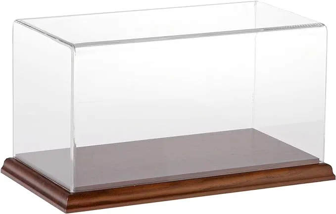 Plymor Clear Acrylic Display Case with Hardwood Base, 10" W x 5" D x 5" H