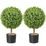 2 Pack 2&#039; Artificial Topiary Ball Tree Faux Plant UV Indoor Outdoor Home Decor