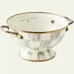 MACKENZIE-CHILDS Enamel Colander, Decorative Kitchen Strainer, Cute Enamel Cookware, Small, Sterling Check