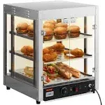 Commercial Food Warmer Countertop Pizza Cabinet with 3 Tiers, Convection Heating, Temperature Control, and Glass Display