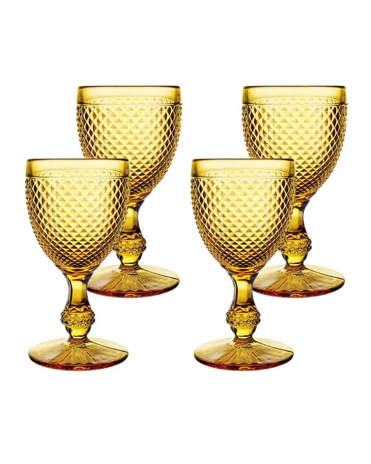 Bicos Amber All Purpose Goblets, Set of 4.,