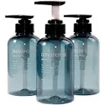 Yeeco Blue Pump Bottles 3 Packs, Refillable Shampoo Bottle 10oz, Shampoo and ...