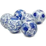 Oriental Furniture 3 in. Blue and White Decorative Porcelain Ball Set BW-BALL2-BLU