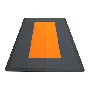 Speedway Garage Floor Mat Kit for Motorcycle, Small, Black/Orange