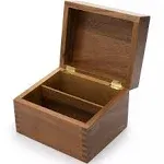 Ironwood Gourmet Acacia Wood Recipe Box with Divider Tabs, 2 Compartment, Single