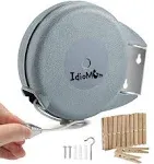 Retractable Clothesline Indoor Outdoor Heavy Duty 40 Feet - PVC Clothes Line Retracting - Clothesline with Wall Mount - Retractable Laundry Line for Drying Clothes with 12 ClothesPins