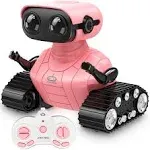 Robot for Kids Toy-Remote Control Robot Toys with Music and LED Eyes Shiny Pink