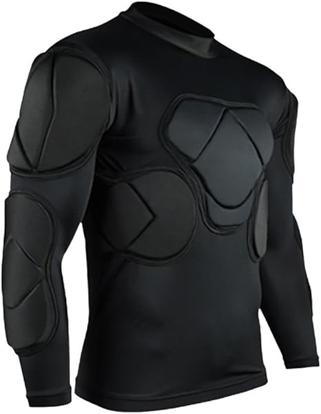 Body Safe Guard Padded Compression Shirts, Long Sleeve Shoulder Rib Chest Protector Suit for Football