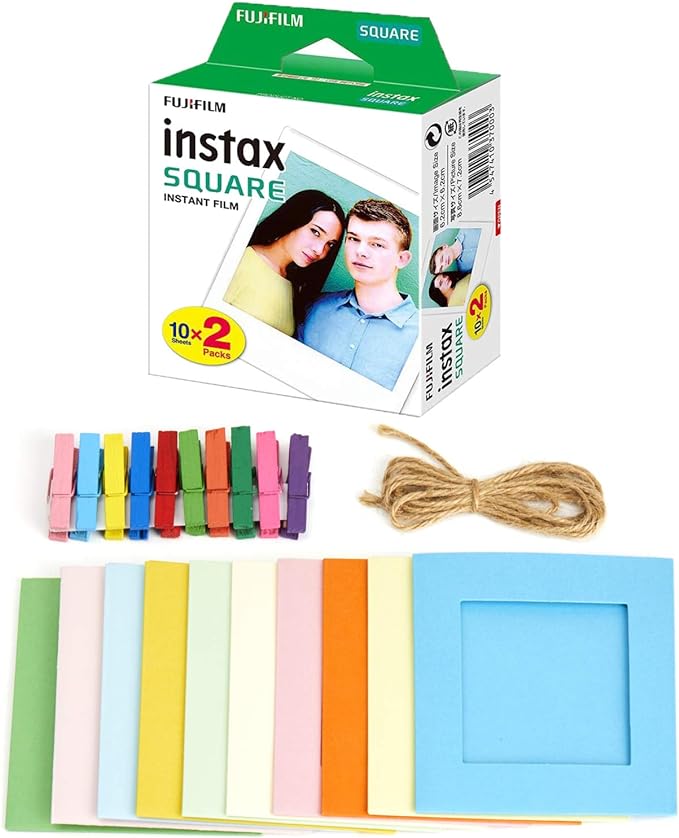 FUJIFILM instax SQUARE Instant Film (80 Shots) + Hanging Photo Frames - Top Kit