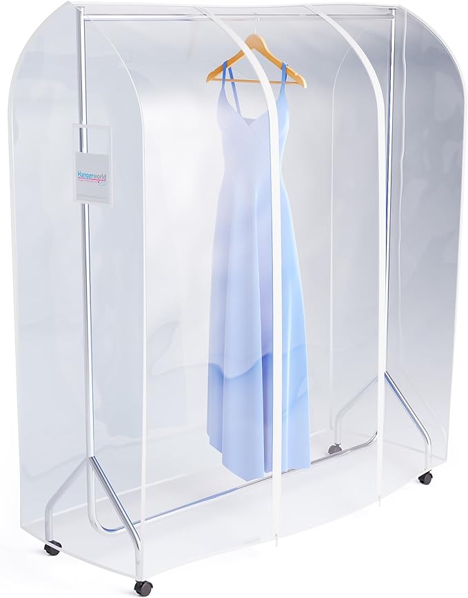 HANGERWORLD 5 ft (152cm) Transparent Clothes Garment Rail Cover with Strong ...