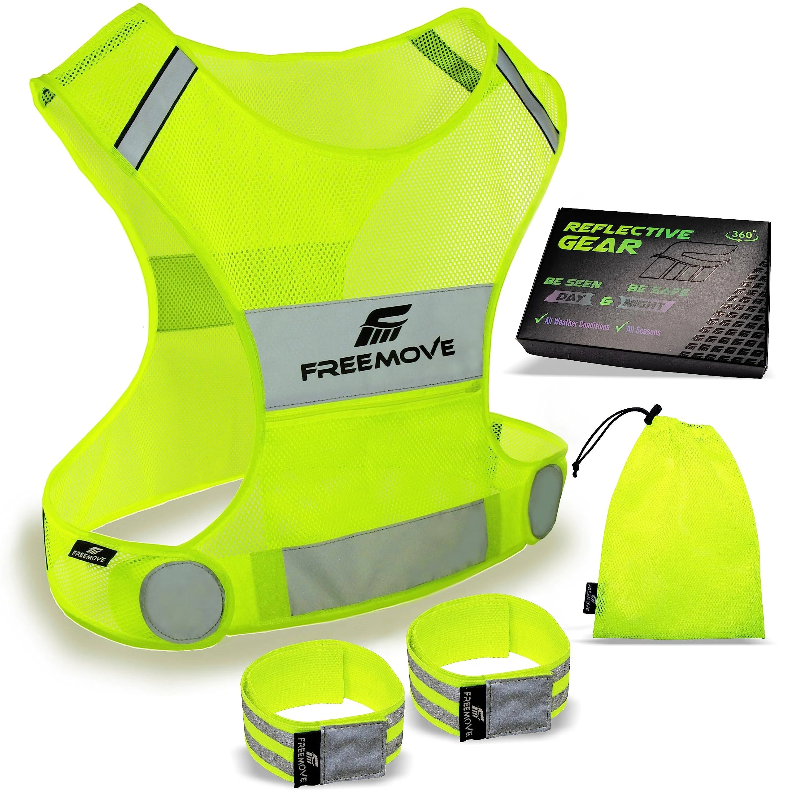 Reflective Vest + Bands &amp; Bag Running Walking Cycling - Elevate Your Safety Game