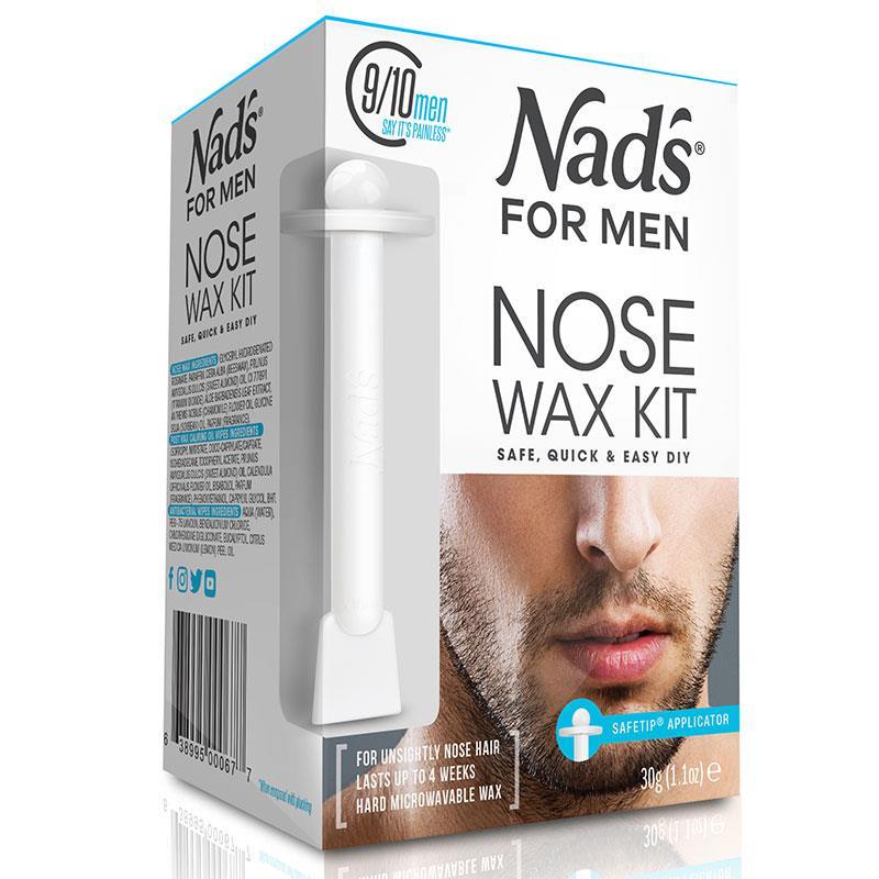 Nad's For Men Nose Waxing Kit - Hair Removal with Hard Wax, Moustache Protectors, Applicators, Spatulas, and Post-Wax Wipes