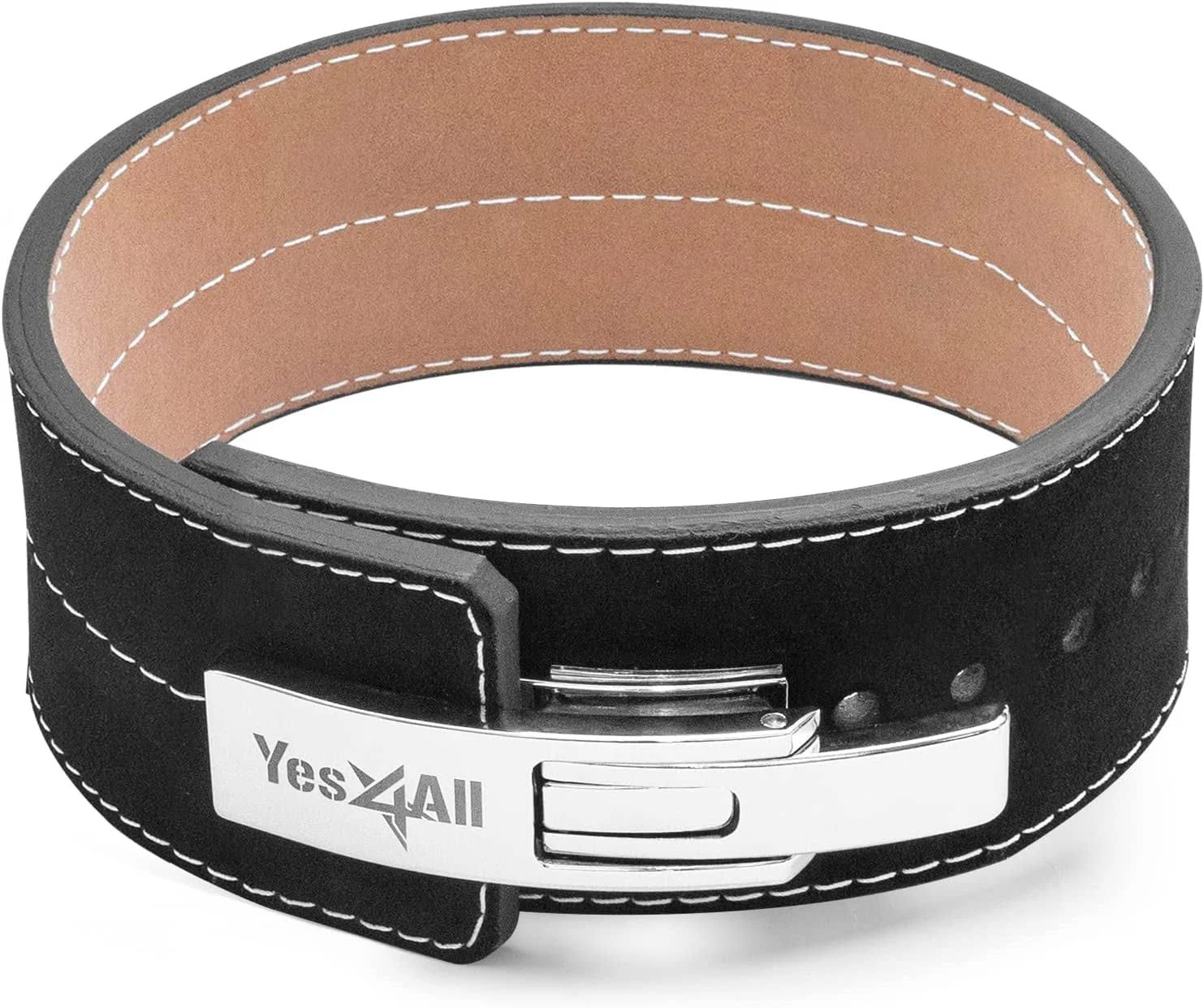 Yes4All 100% Leather Premium Weightlifting Belt/Genuine Leather/ 2in1 Dip Belt With Chain/Self-locking Belt, Robust Alloy Steel Buckle 10mm Thick For Heavy Lifting, Squats, Deadlifts, and More