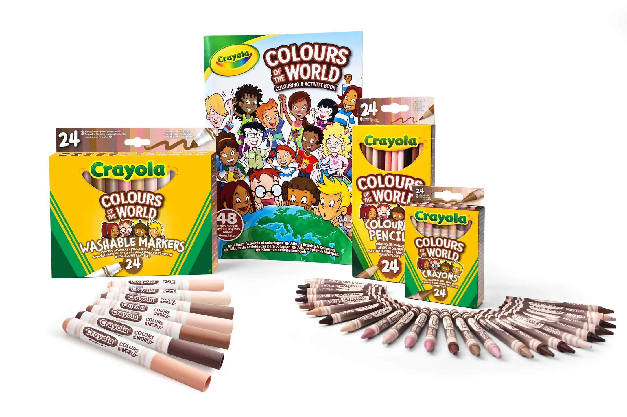 Crayola Colours of The World - Set of 24 Wax Pencils, 24 Felt-Tip Pens, 24 Multicultural Pencils and 1 Album