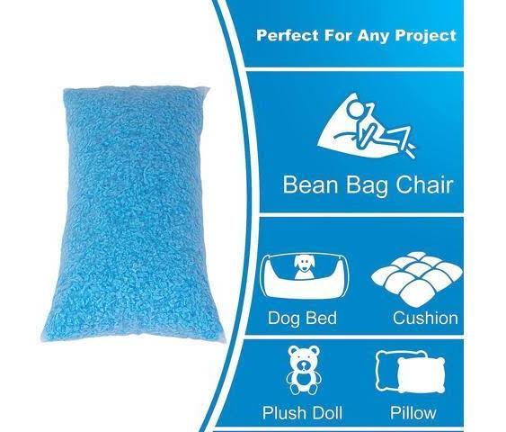 Molblly Bean Bag Filler Foam 10lbs Blue Premium Shredded Memory Foam Filling for Pillow Dog Beds Chairs Cushions and Arts Crafts, Added Gel.