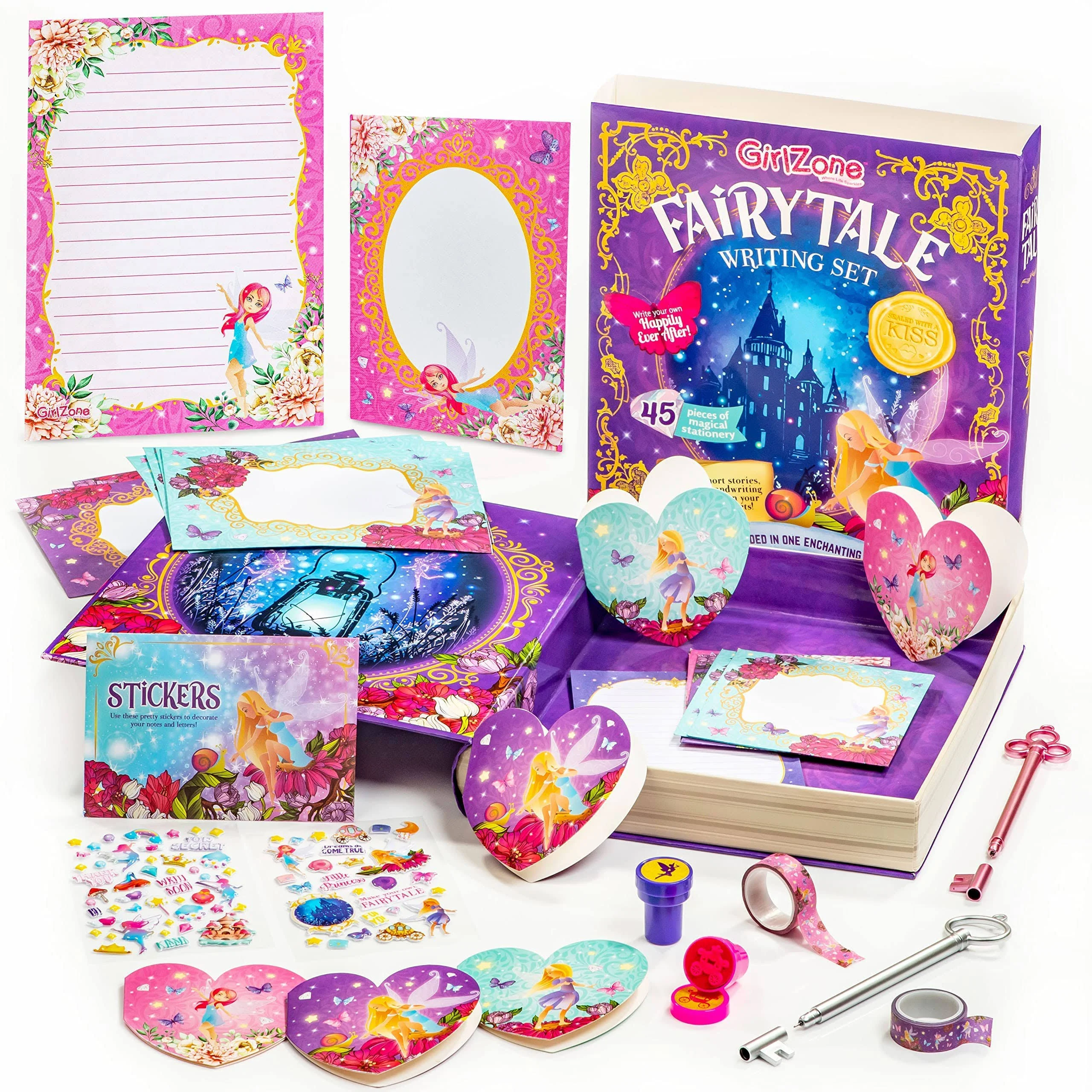 Fairytale Writing Set, 45-Piece Fairy Stationery Kit with Paper Sheets, Cards, S