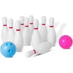 Kids Bowling Set, Toddler Bowling Set with 10 Classical Bowling Pins and 2 Pl...