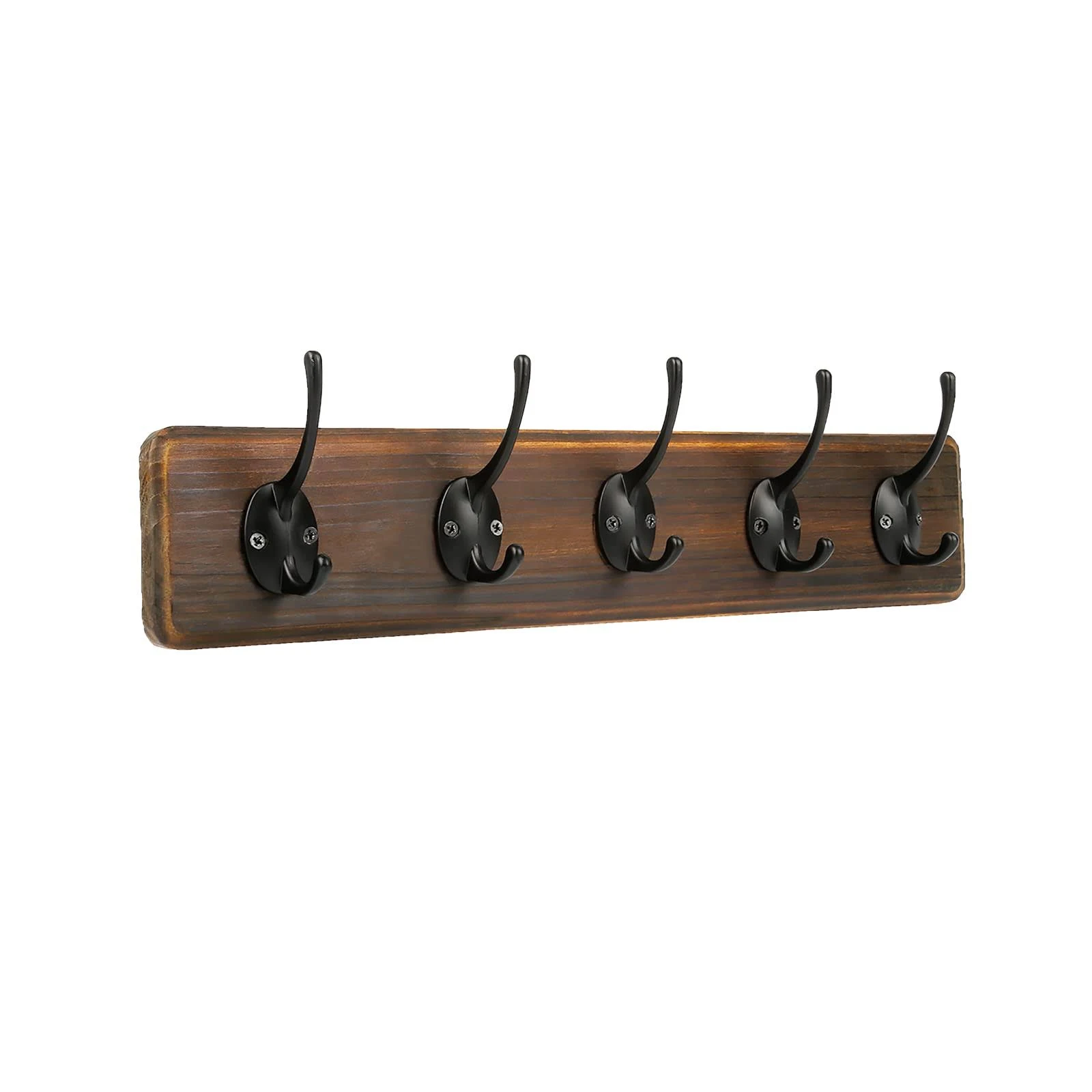 Rustic Wall Mounted Coat Hook Rack Heavy Duty Wooden Entryway Hanging Coat Rack with 5 Decorative Hooks for Entryway Mudroom Kitchen Bathroom Living Room Foyer Hallway (brown-1pack, 5 Hooks)