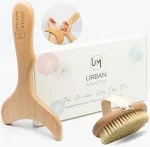 Urban Mantra Wooden Lymphatic Drainage Paddle Tool and Dry Brush Massager - Body Gua Sha for Body Shaping Contouring and Sculpting - Anti Cellulite