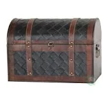 Wood and Leather Domed Treasure Chest - cherry cherry