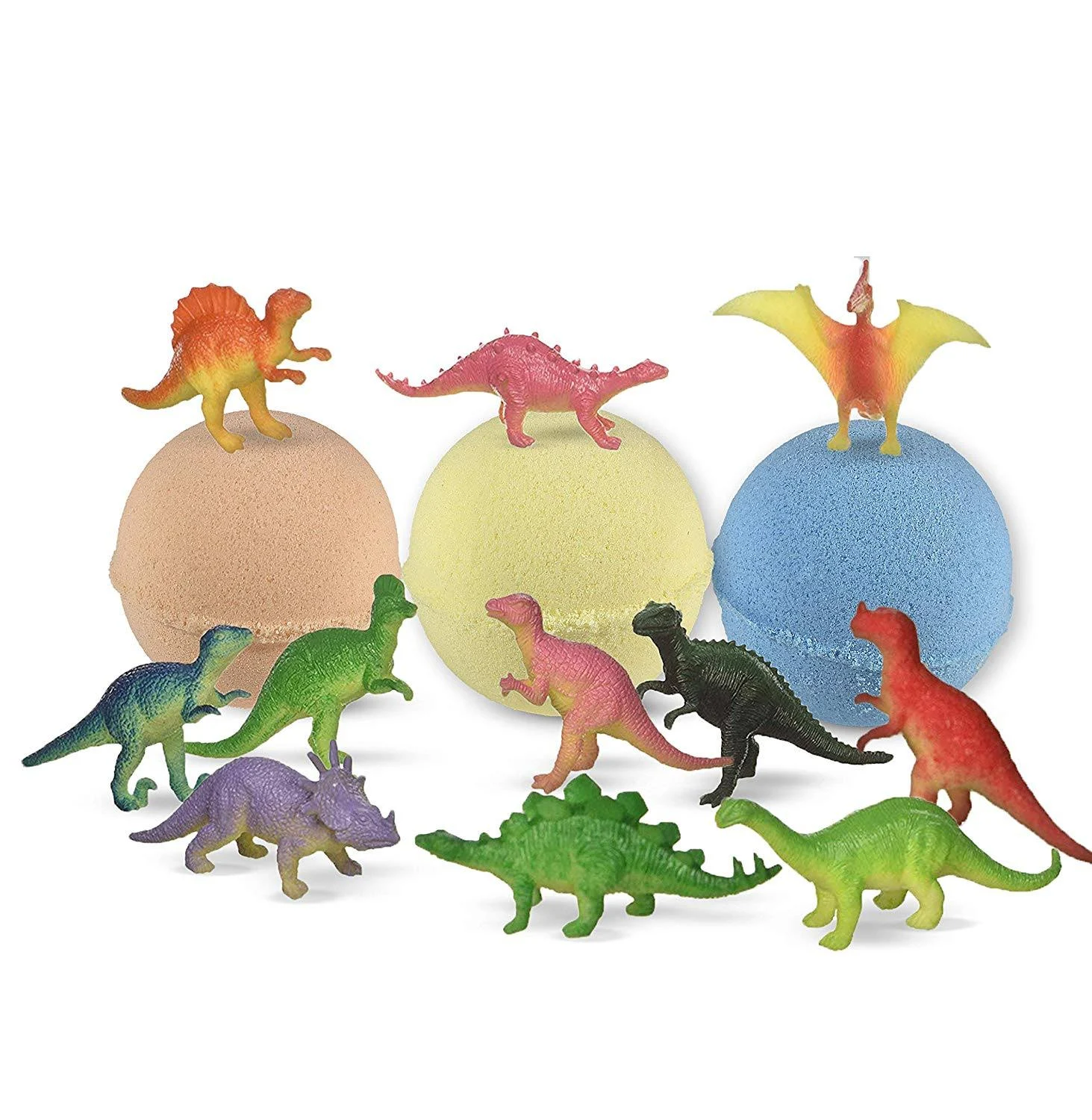 Organic DINO Bath Bombs for Kids for EASTER with Surprise Inside Dinosaurs - 3 Organic Large Bath Bomb Kit Dino Inside - Great Fizzy and Bubble Safe for Boys and Girls