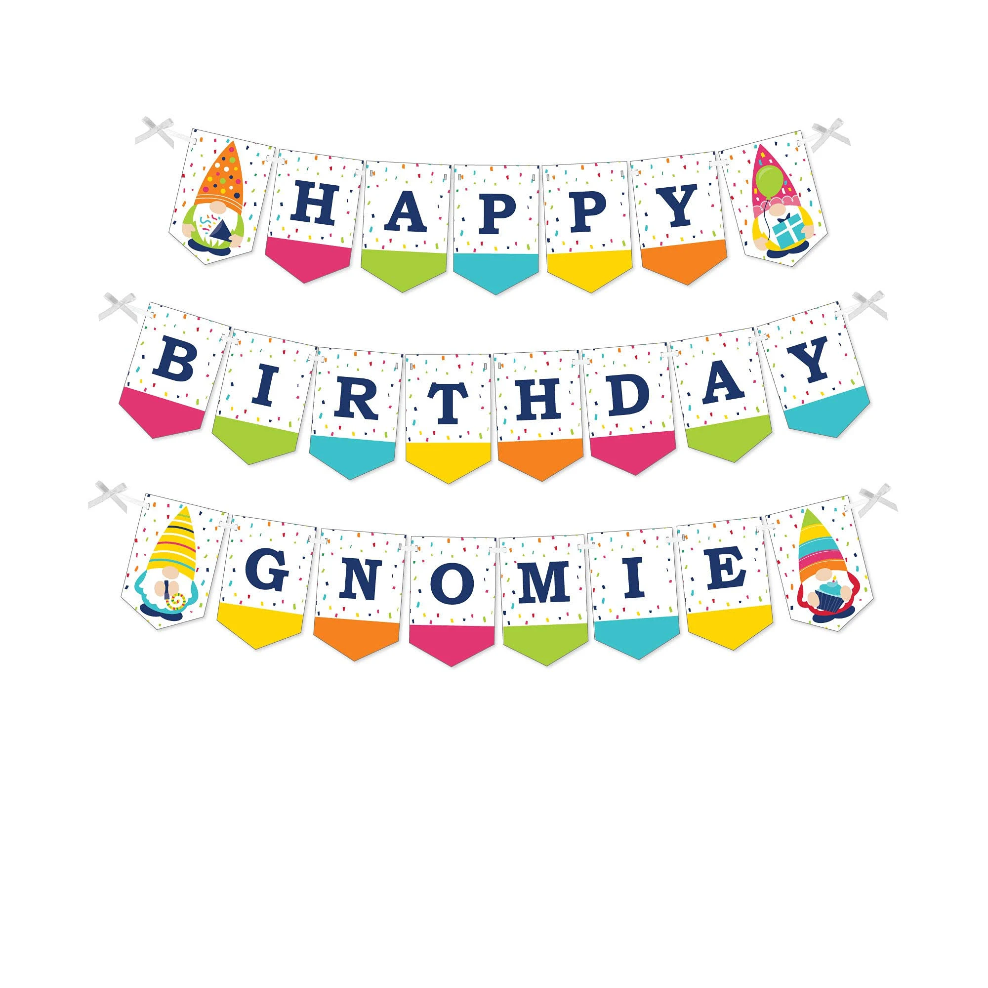 Big Dot of Happiness Gnome Birthday - Happy Birthday Party Bunting Banner - Party Decorations - Happy Birthday