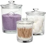 Clear Plastic Apothecary Jars with Lids for Bathroom & Kitchen Organization  | eBay