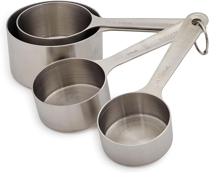 Sur La Table Stainless Steel Measuring Cups, Set of 4, Silver