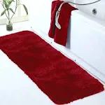 Walensee Large Bathroom Rug (24 x 60, Red) Extra Soft and Absorbent Shaggy Bathroom Mat Machine Washable Microfiber Bath Mat for Bathroom, Non Slip Bath Mat, Luxury Bathroom Floor Mats