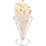 Restaurantware Conetek 10-Inch Eco-Friendly Finger Food Cones: Perfect for Appetizers - Food-Safe Paper Cone with Newsprint Styling - Disposable and Recyclable - 100-CT