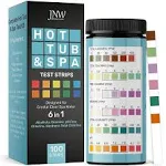 Hot Tub and Pool Test Strips - 6in1 Quick & Accurate Hot Tub, Spa, Pool Test Strips - 100 Water Test Strips, Water Test Kit with E-Book - Test Chlorine, Bromine, pH, Hardness, Alkalinity - JNW Direct