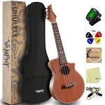 Ukulele Concert Ukelele Professional 23 Inch Uku Sapele Ukulele for Kids Adult Beginner Hawaiian Uke Comes with Starter Ukele Kit Include Gig Bag Tuner Strap Ukelel String Picks Clean Cloth