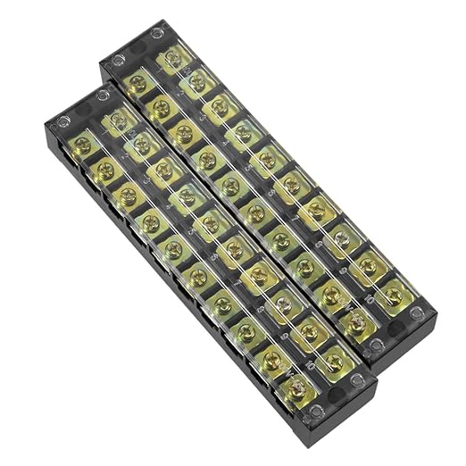 2 Pcs Dual Rows 10 Positions 600V 45A Cable Barrier Block Terminal Strip TB-4510L