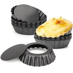 Cyimi 12 Pcs Egg Tart Molds, 3" Mini Tart Pans Removable Bottom, Cupcake Cake Muffin Mold Tin Pan Baking Tool, Reusable Quiche Bakeware Carbon Steel