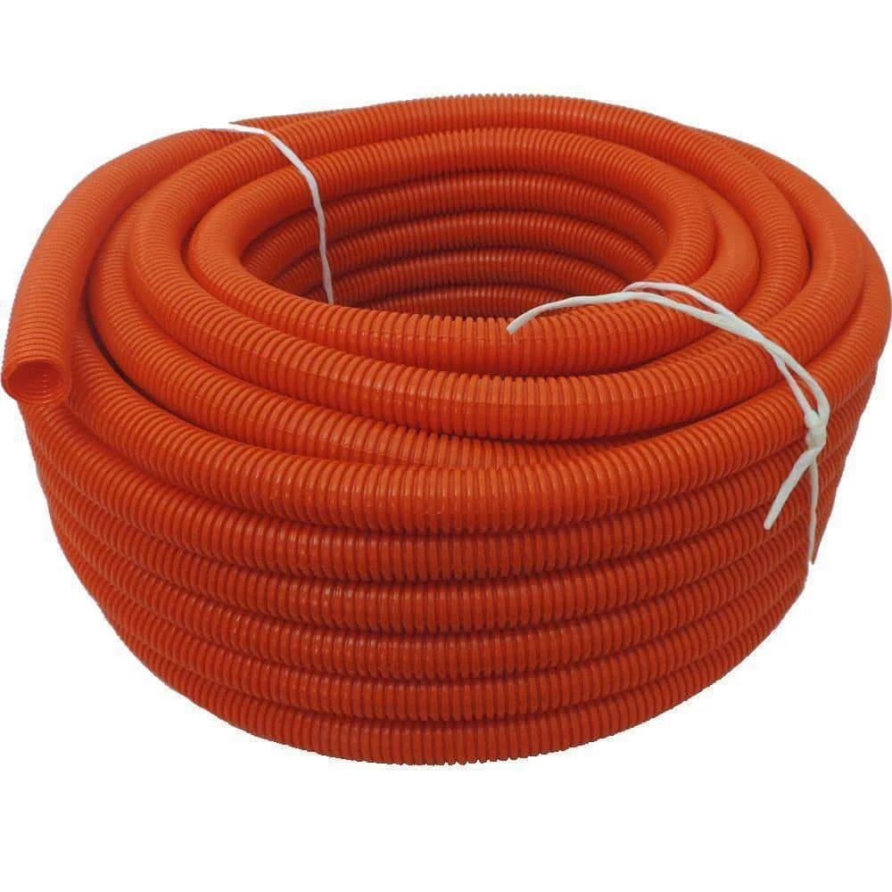 1/2 in. x 100 ft Flexible Corrugated Orange HDPE NON Split Tubing Wire Loom